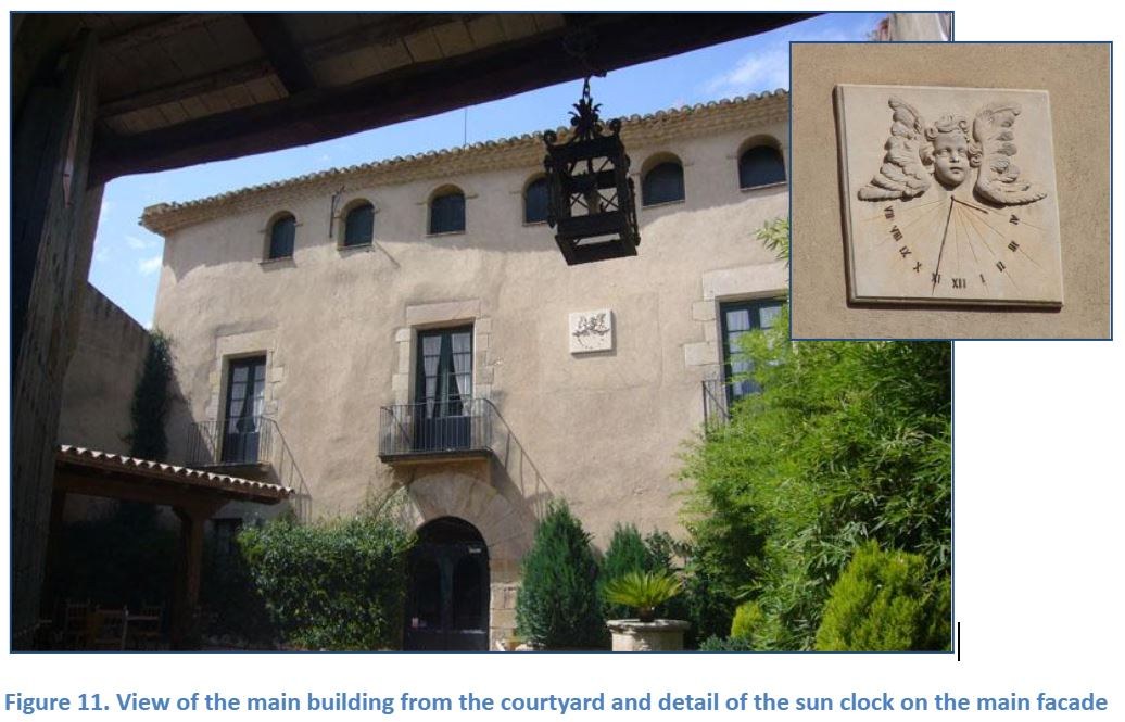 Courtyard and detail of sundial